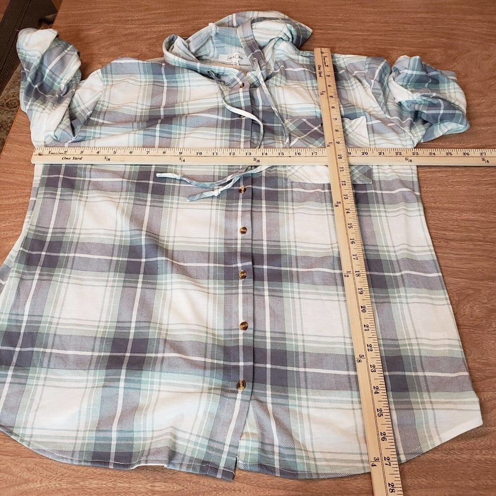 Eden & Olivia Womens XLarge Plaid Flannel Roll Sleeve Lightweight Button Up - Picture 10 of 12